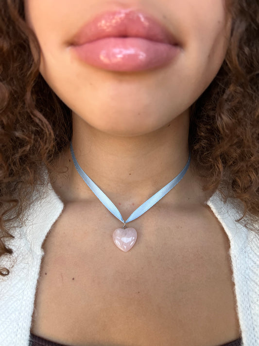 Fragile Heart Necklace - Rose Quartz
